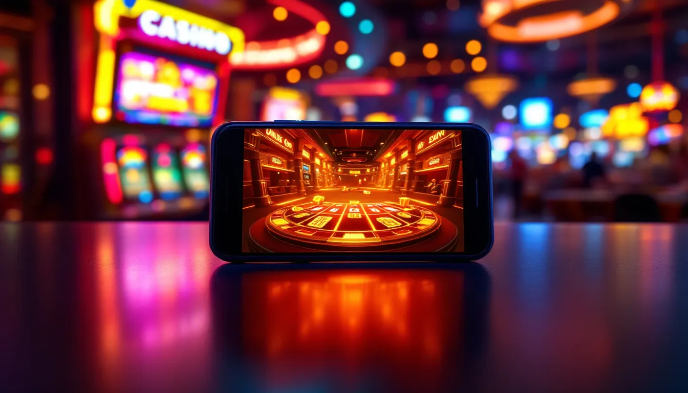 A mobile device displaying an online casino game, illustrating the convenience of mobile gaming.