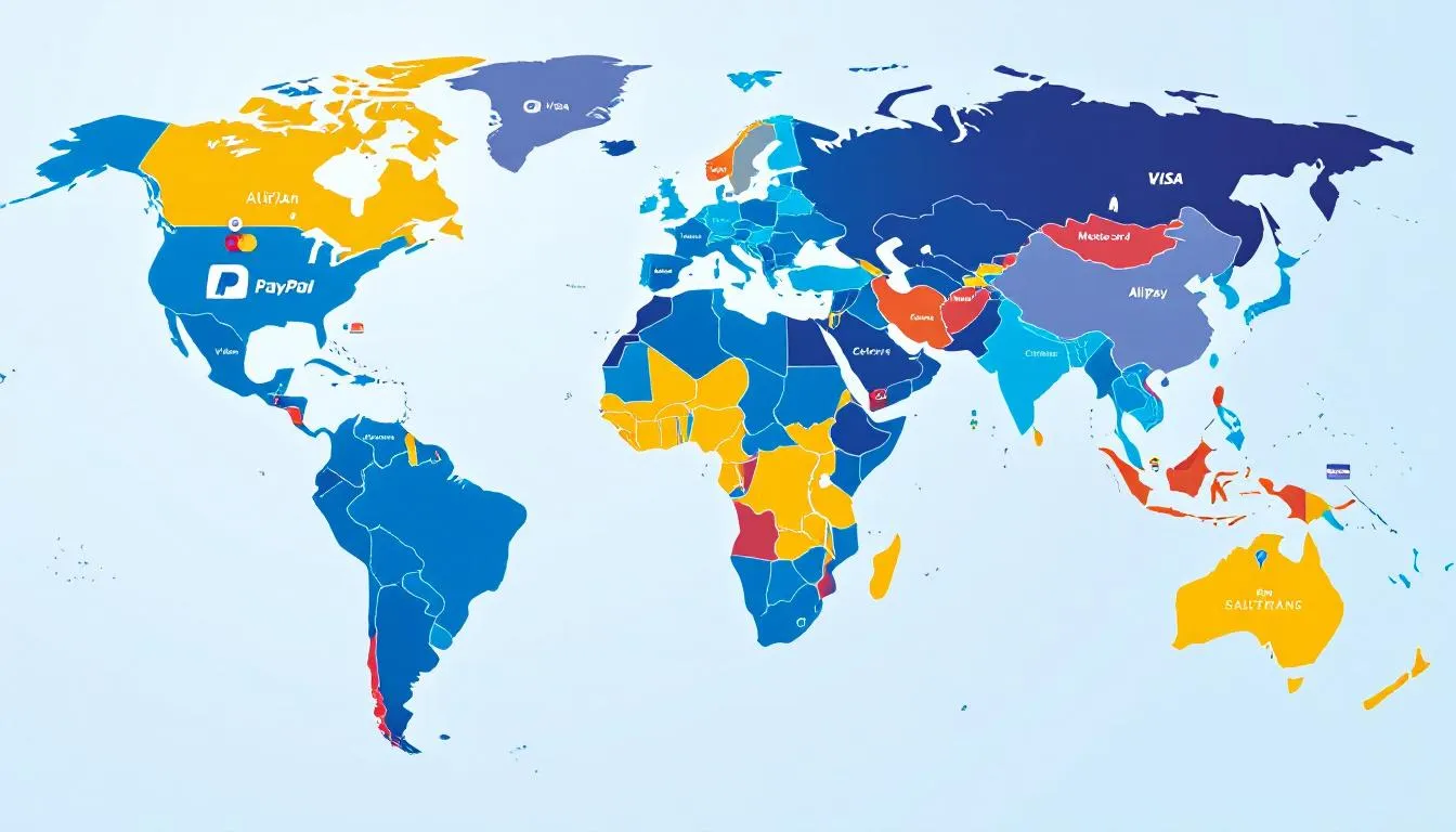 The image depicts a world map with various countries highlighted to illustrate the global payment processing networks used in the online gambling industry. It emphasizes the importance of jurisdictions like Curacao, known for its gaming licenses and regulatory frameworks that support online casinos and sports betting operations.