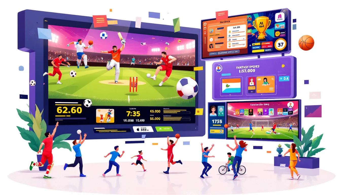 A depiction of fantasy sports legality in India, showcasing various fantasy sports activities.